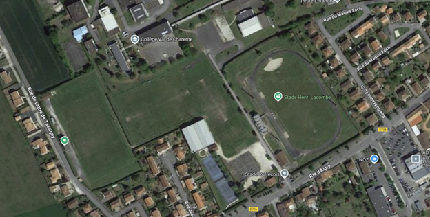 Aerial view of the complex in Ruffec